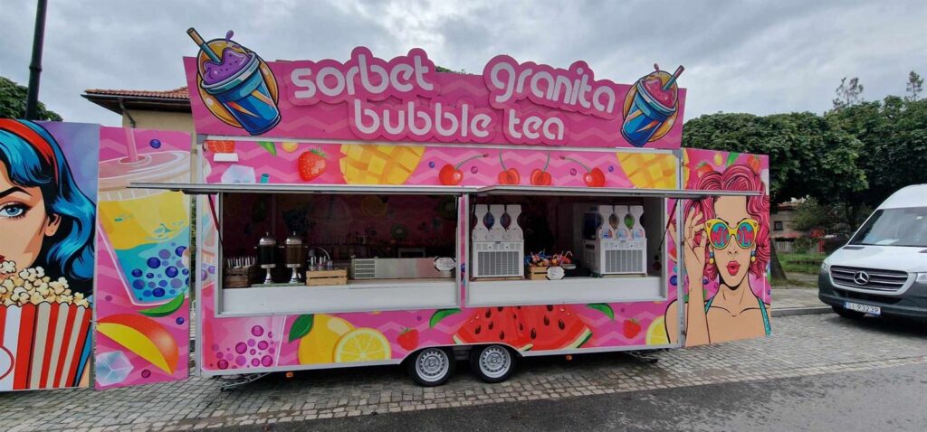 Foodtruck z sorbetami, granitą i bubble tea